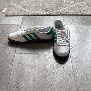 adidas Women's White Sneakers with Green Stripes